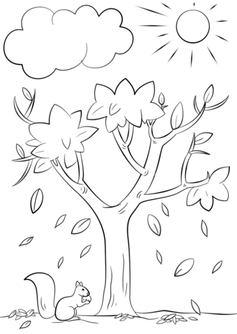 340x480 Autumn Squirrel Coloring Page Free Printable Coloring Pages