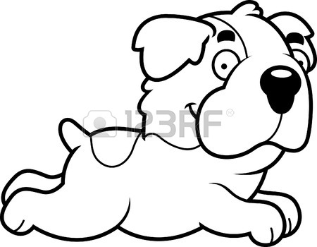 450x350 A Cartoon Illustration Of A Saint Bernard Running. Royalty Free