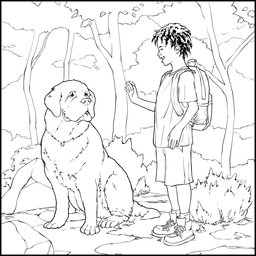 894x894 St Bernard And Kid Go Hiking By Stupjam