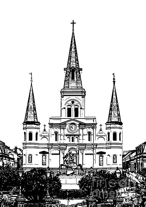 496x700 St Louis Cathedral Rising Above Jackson Square New Orleans Black