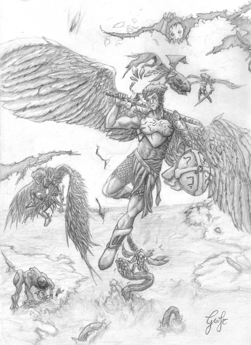 1024x1408 St. Michael And Heavens Army By Dusevokun