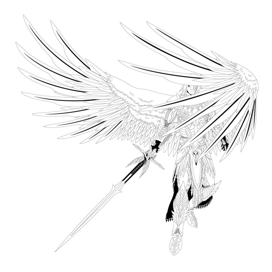 894x894 Archangel Michael Lineart By Ex Shadow