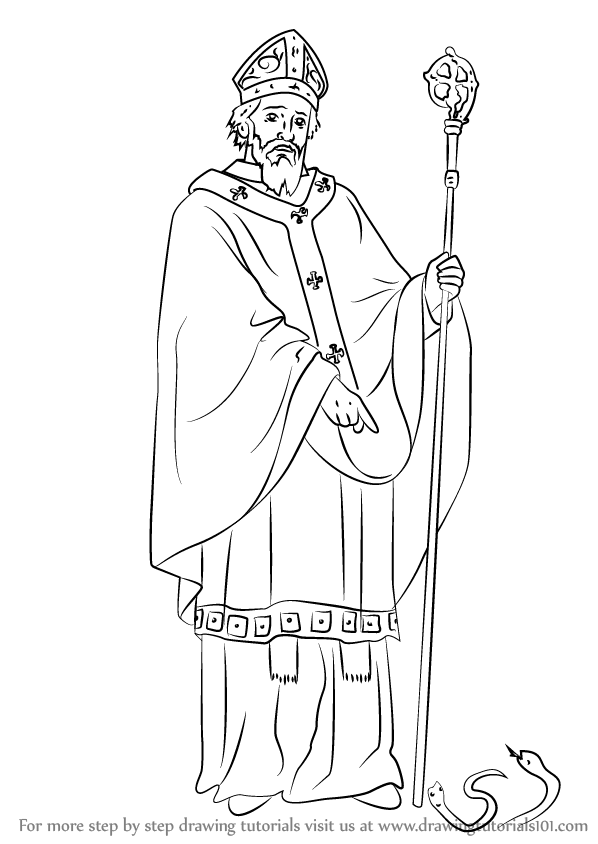 598x844 Learn How To Draw Saint Patrick (Christianity) Step By Step