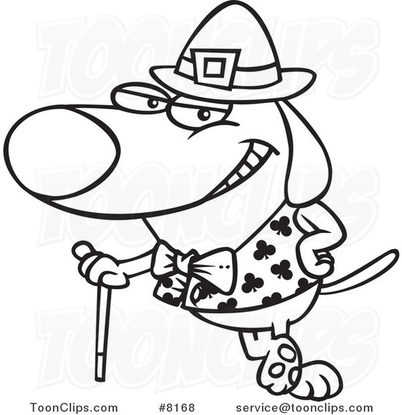 581x600 Cartoon Black And White Line Drawing Of A St Patricks Day Dog