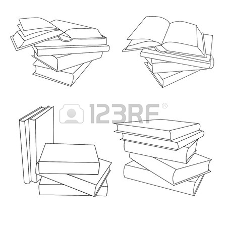 450x450 Books Stack Hand Drawing Vintage Style Royalty Free Cliparts