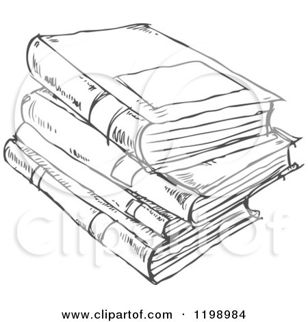 450x470 Cartoon Of A Black And White Stack Of Books Doodle Sketch