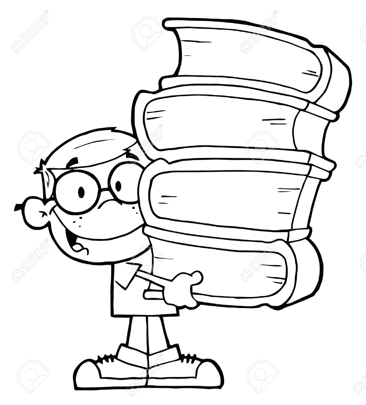 1175x1300 Smart School Boy Carrying A Stack Of Books Royalty Free Cliparts