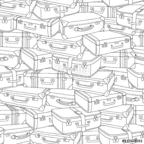 500x500 Vector Hand Drawn Stack Of Old Retro Suitcases Illustration