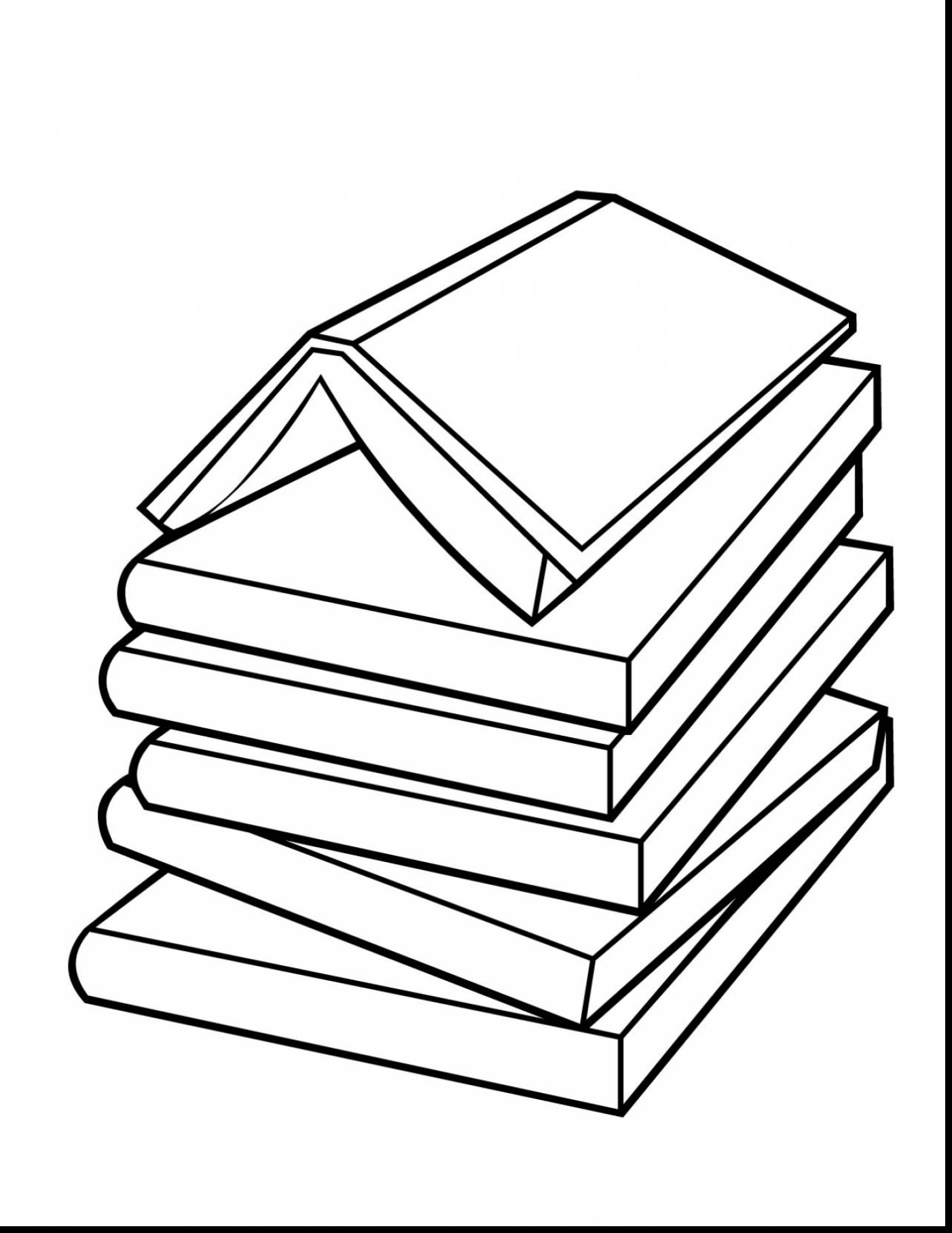 1402x1815 Beautiful Line Drawing Stack Of Books Clip Art With Book Coloring