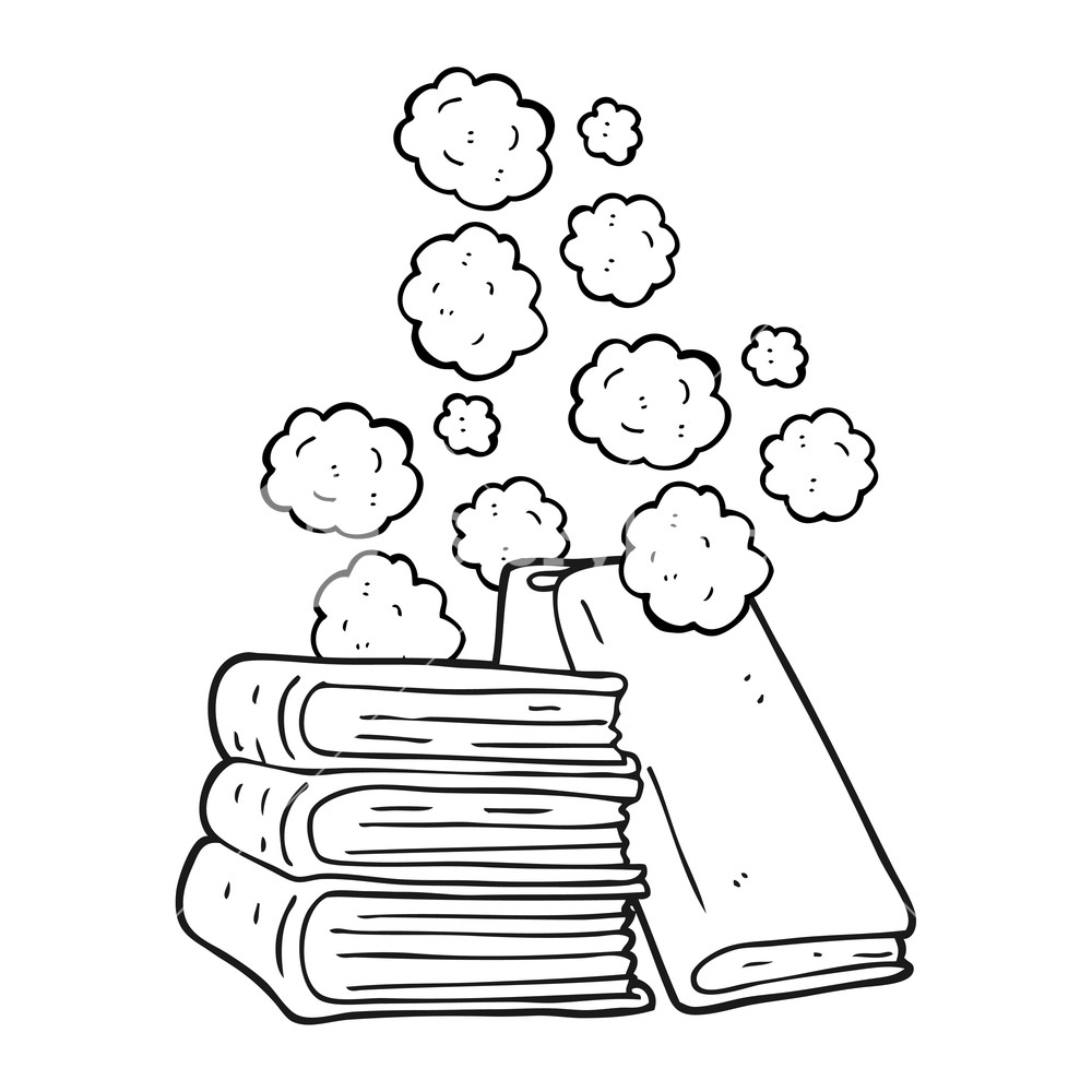 1000x1000 Freehand Drawn Black And White Cartoon Stack Of Books Royalty Free
