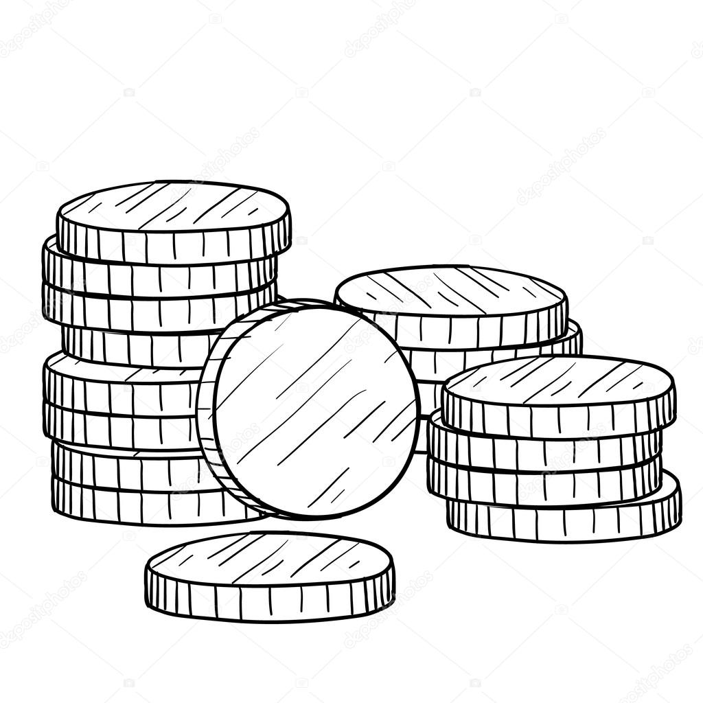 1024x1024 Stack Of Coins Sketch Stock Vector Lhfgraphics