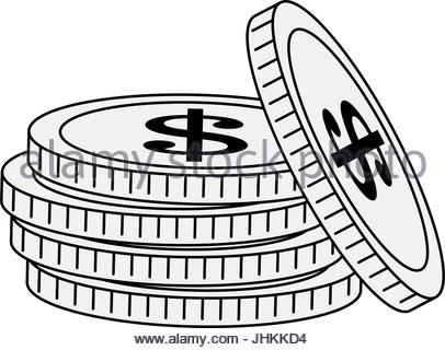 406x320 Vector Illustration Of Stack Of Money And Gold On Tray