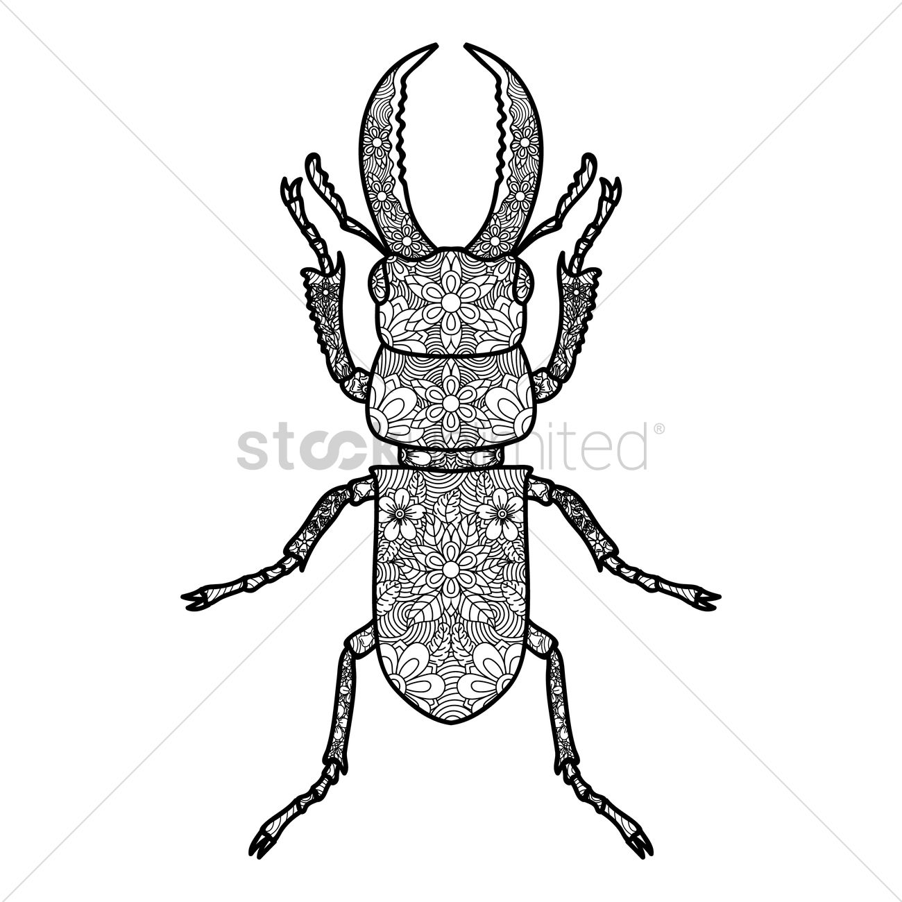 1300x1300 Intricate Stag Beetle Design Vector Image
