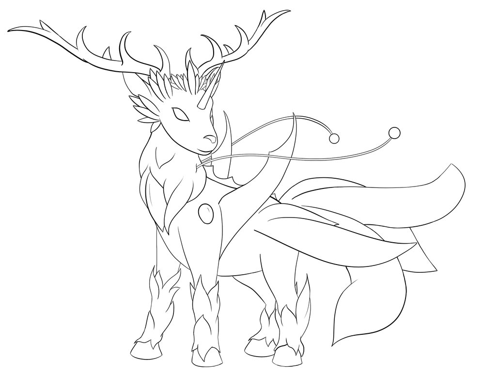1032x774 Eldurorien The Ignis Stag Line Art By Snowfox Angel