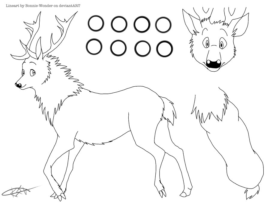 900x675 Stag Lineart By Bonnie Wonder
