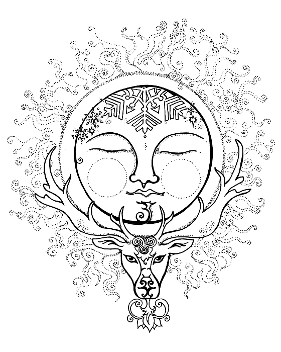 560x700 Winter Stag Moon Drawing By Katherine Nutt