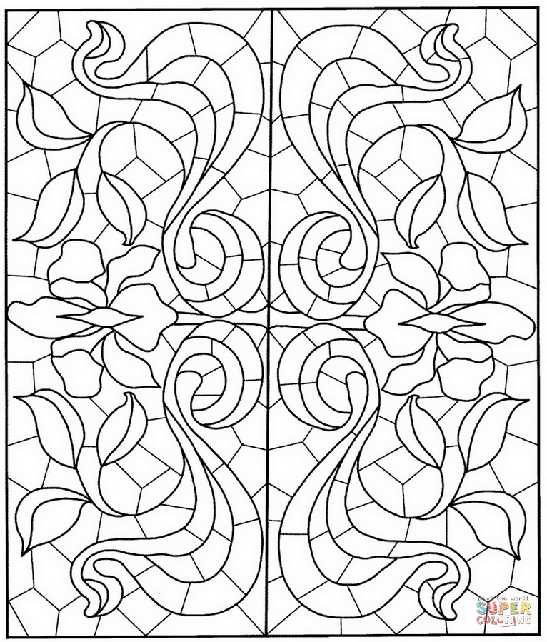 766x899 Square Mandala With Stained Glass Pattern Coloring Page Free
