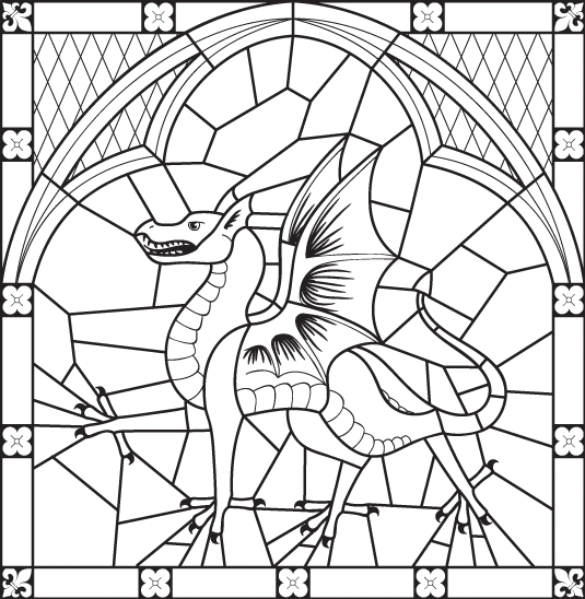 535x548 Stained Glass Dragon Cartoon By Littlefiredragon