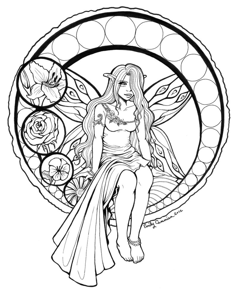 804x993 Stained Glass Fairy Lineart By Emilycammisa