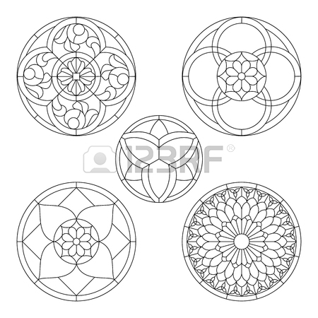 450x450 Stained Glass Templates, Round Elements For Stained Glass Windows