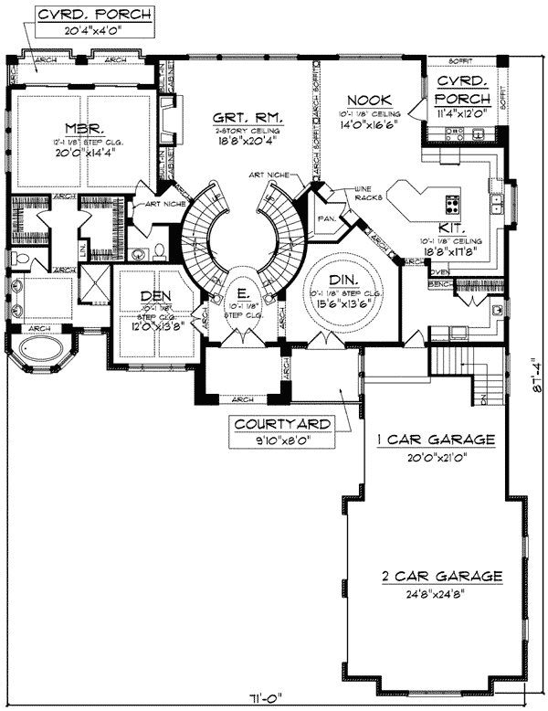 600x778 Enchanting House Plans With Curved Staircase Images