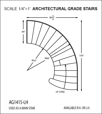 410x460 Rise Curved Staircase Models Architectural Series