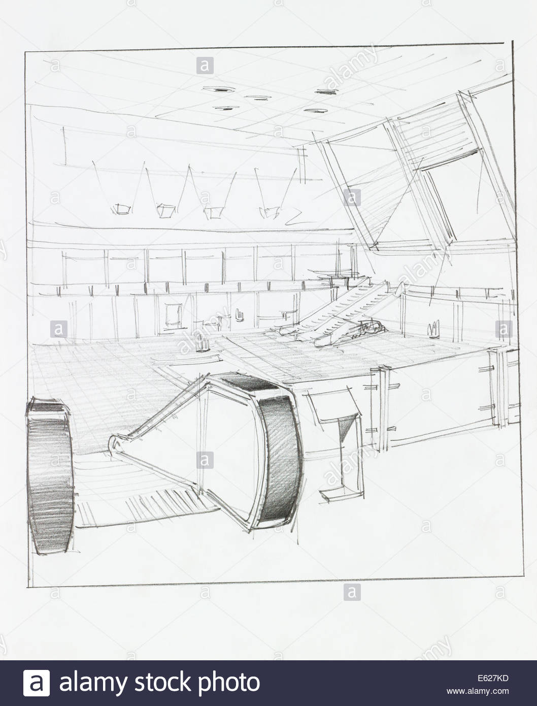 1058x1390 Architectural Perspective Of Interior Airport With Electrical