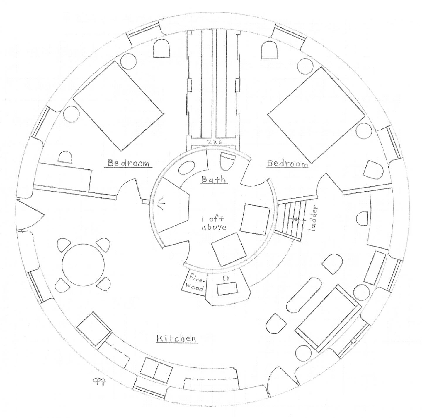 1440x1429 Round Tree House Plansrcular Staircase Semi Straw Bale Home Villa