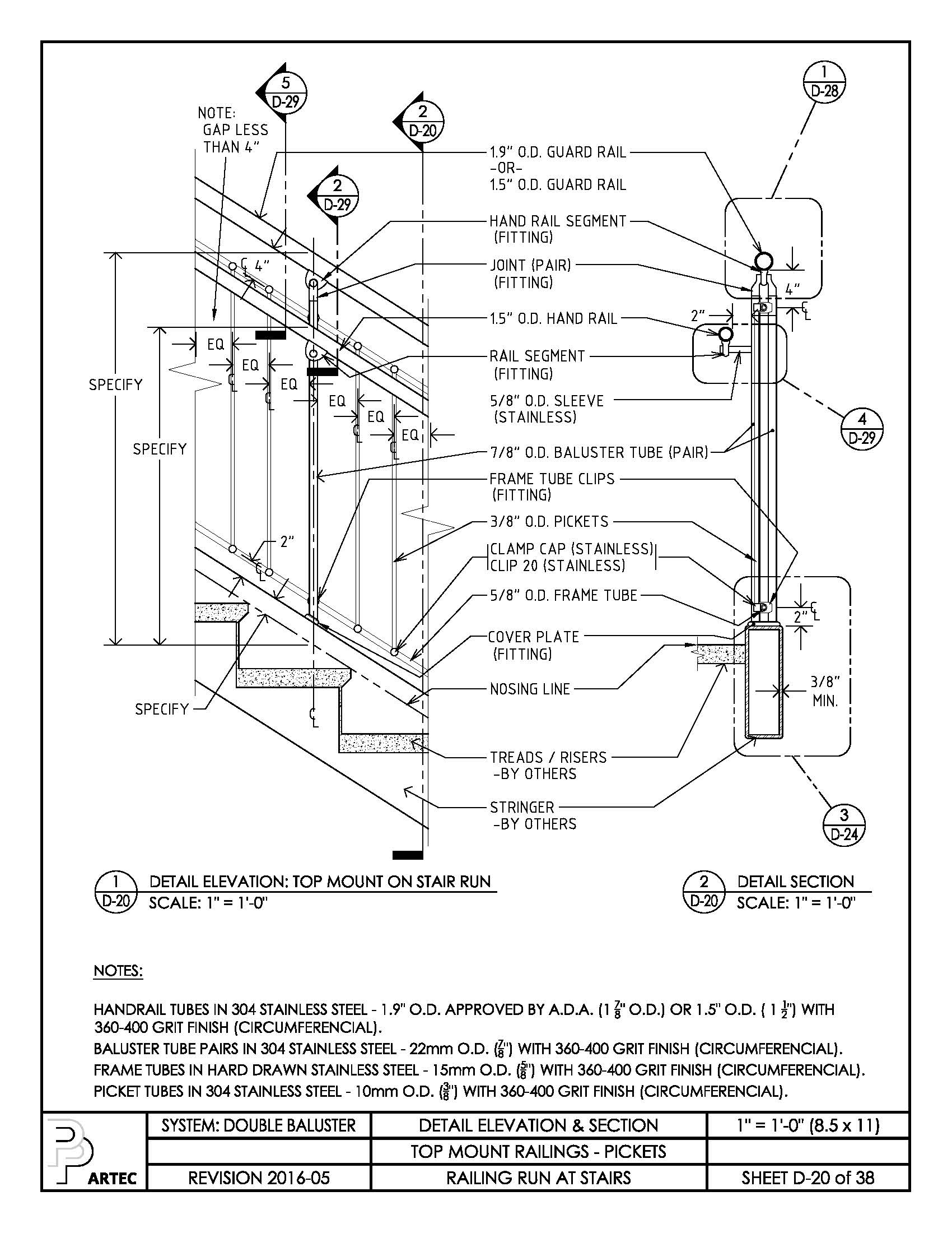 1700x2200 Double Baluster Railing Details Amp Specs Amp Revit Details