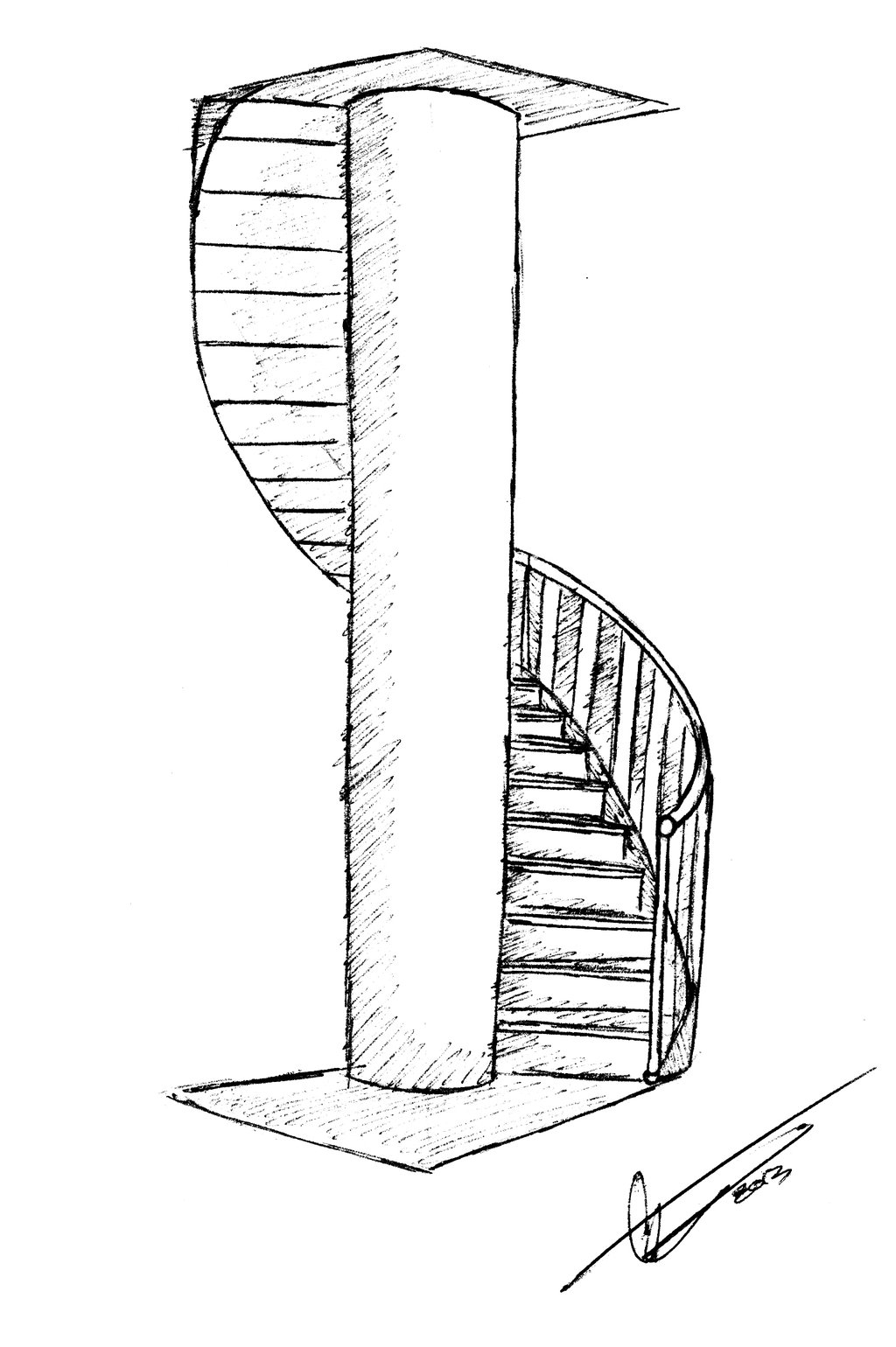 1024x1540 Spiral Staircase Drawing Stair Railing Design