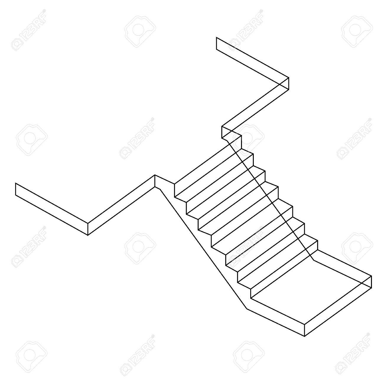 1300x1300 Drawing Of A Reinforced Cement Concrete Stair Royalty Free