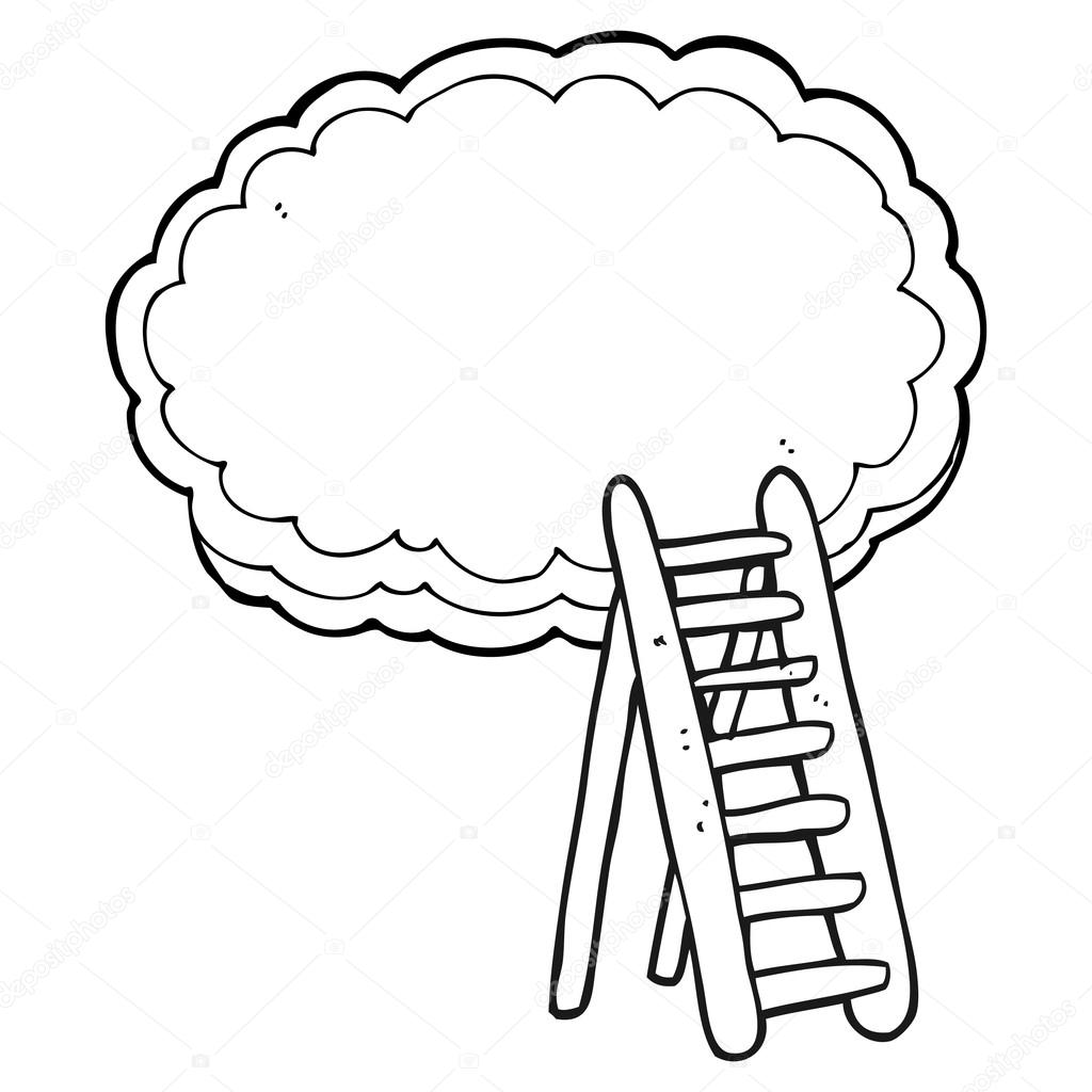 1024x1024 Black And White Cartoon Ladder To Heaven Stock Vector