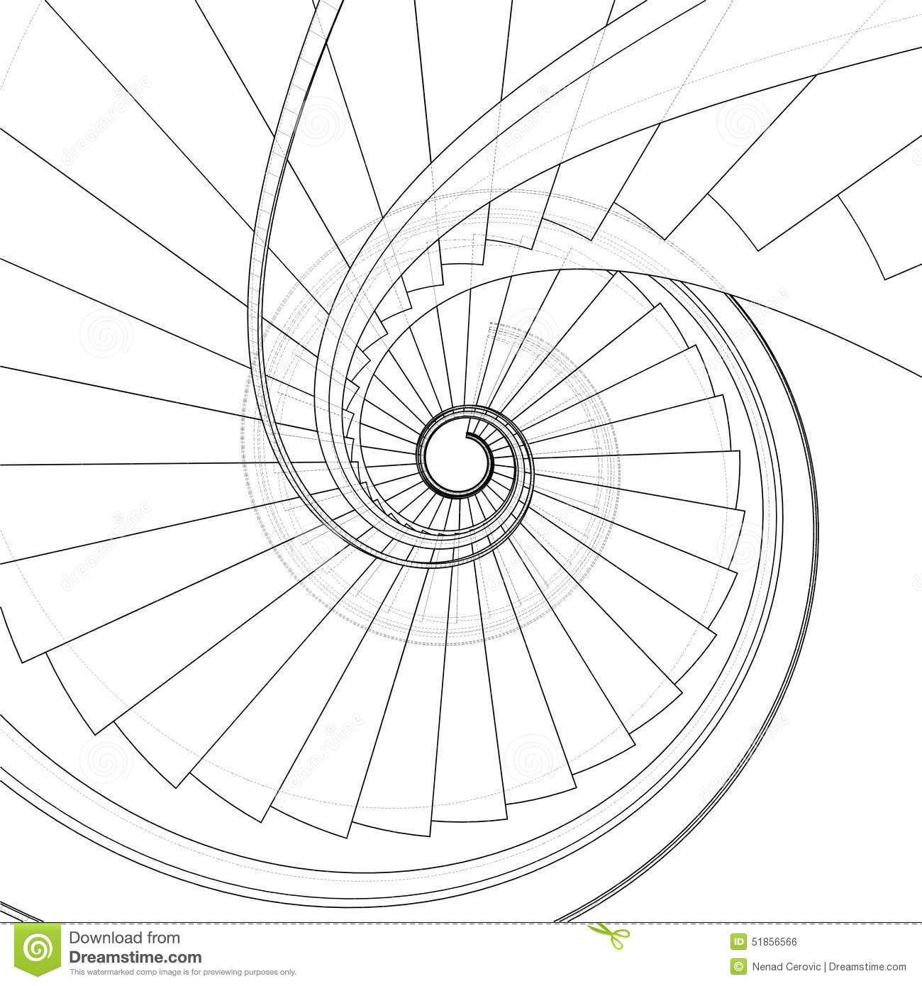 1300x1390 Spiral Staircase Vector Stock Illustration