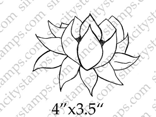 500x375 Lotus Line Drawing Flower Art Rubber Stamp By Daniella Hayes