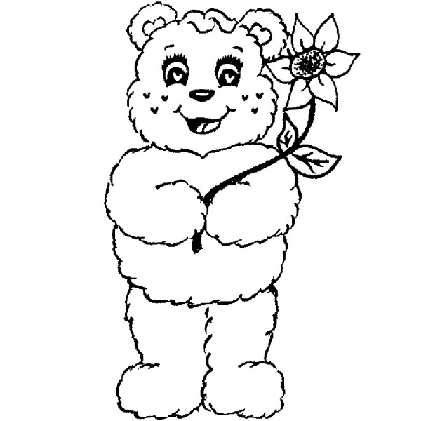 600x600 Purple Daisy Design F 895 Standing Teddy Bear With Flowers