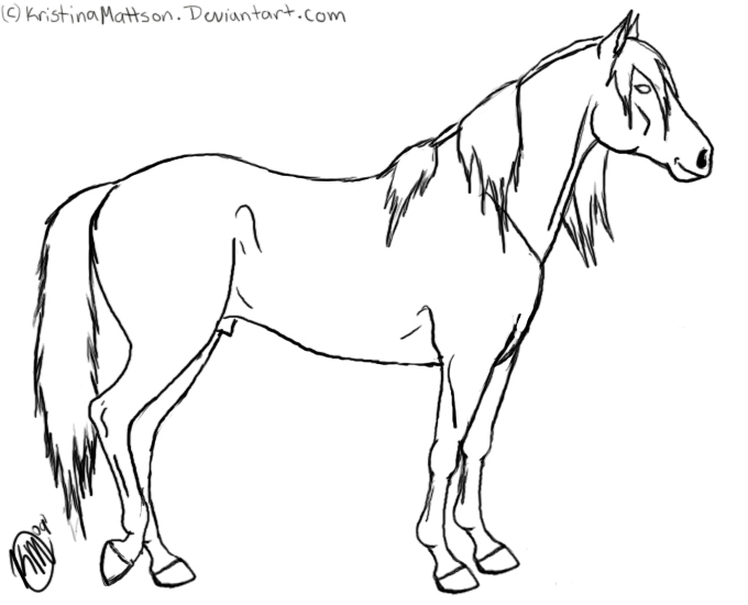 680x550 Standing Horse Lineart By Abiadura