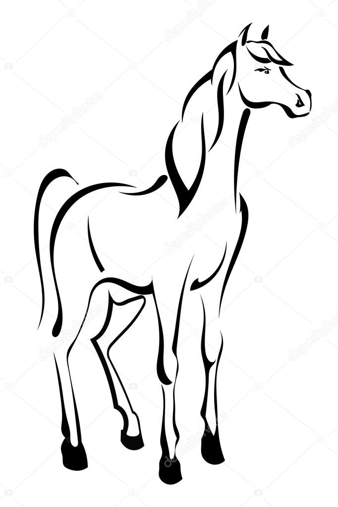 682x1023 Tattoo Standing Horse Stock Vector Lapotnik