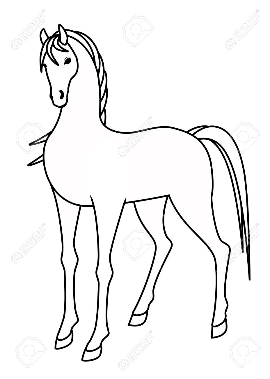 928x1300 Drawing Of A Horse Standing Stock Photo, Picture And Royalty Free