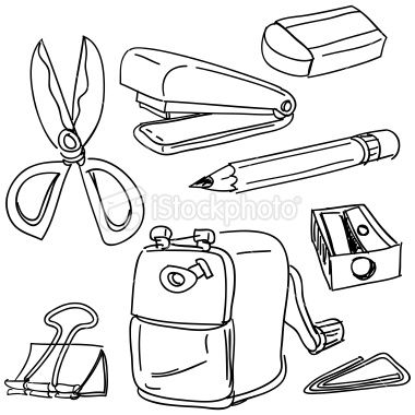 380x380 Sketch Drawing Of Stationery In Black And White Sketch Drawing
