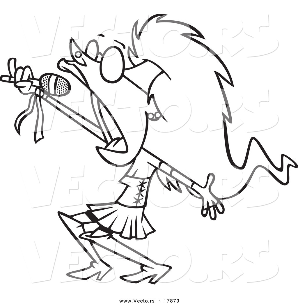 1024x1044 Vector Of A Cartoon Lady Rock Star Singing