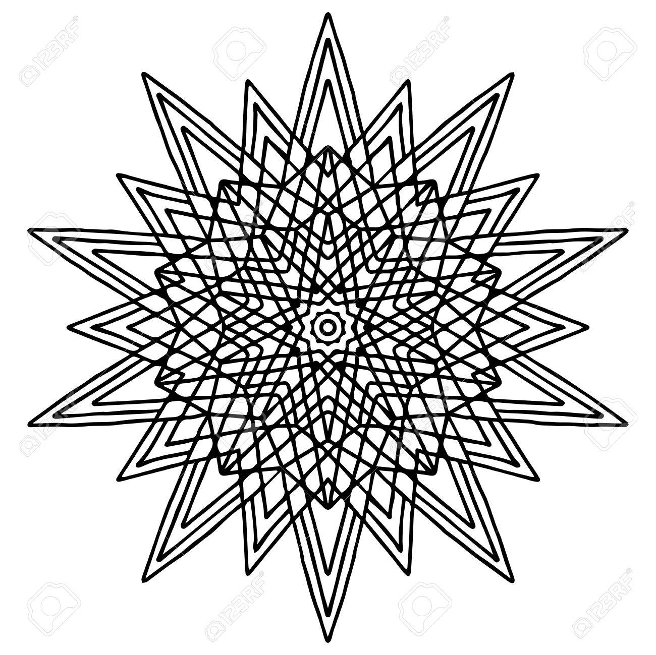 1300x1299 Christmas Hand Drawing Doodling Star Mandala Coloring Page