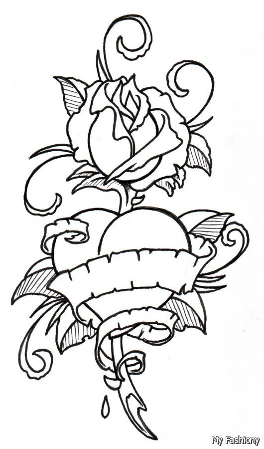 530x900 Hearts And Roses And Stars Drawings