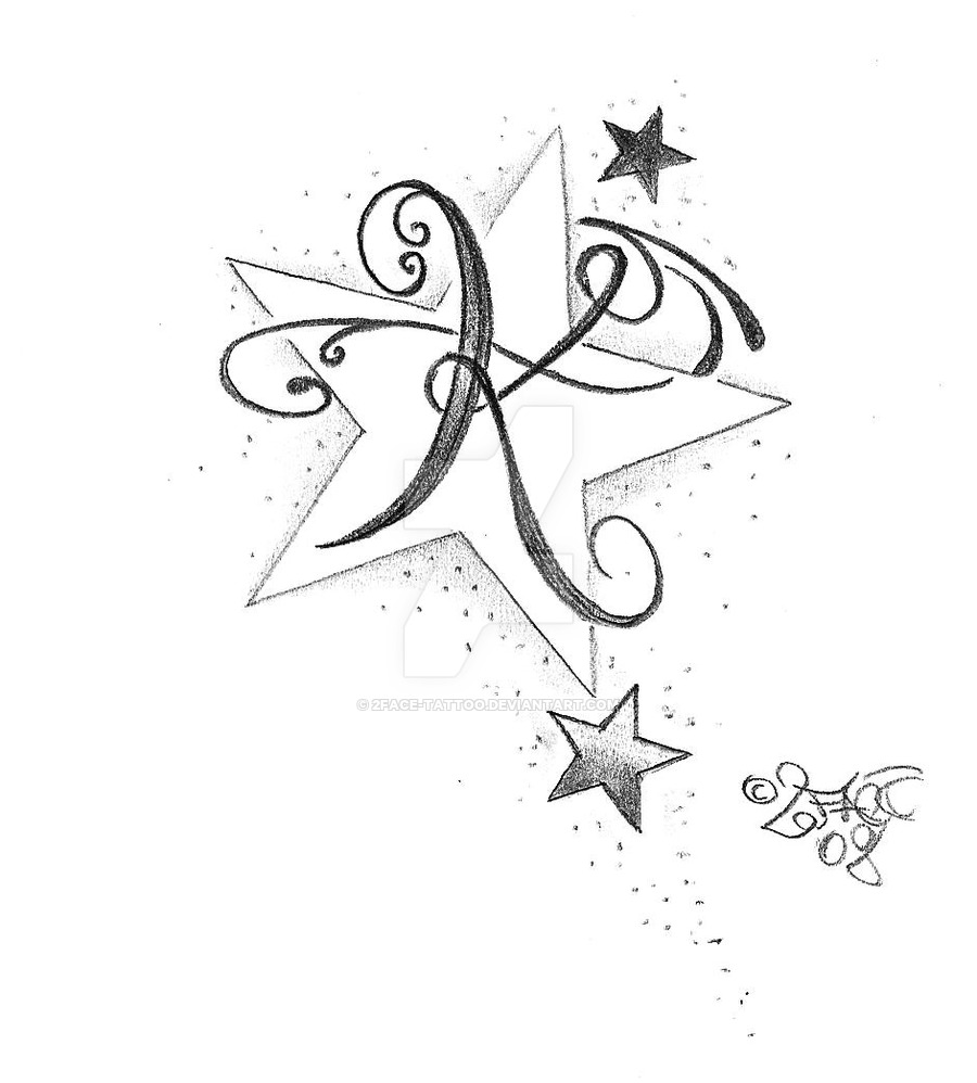 900x998 New Letter Stars Tattoo Design By 2face Tattoo