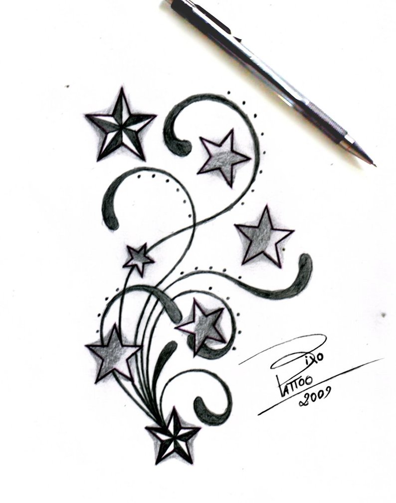 794x1007 Stars And Swirls Tattoo Design Sketches By Bixotattoo (