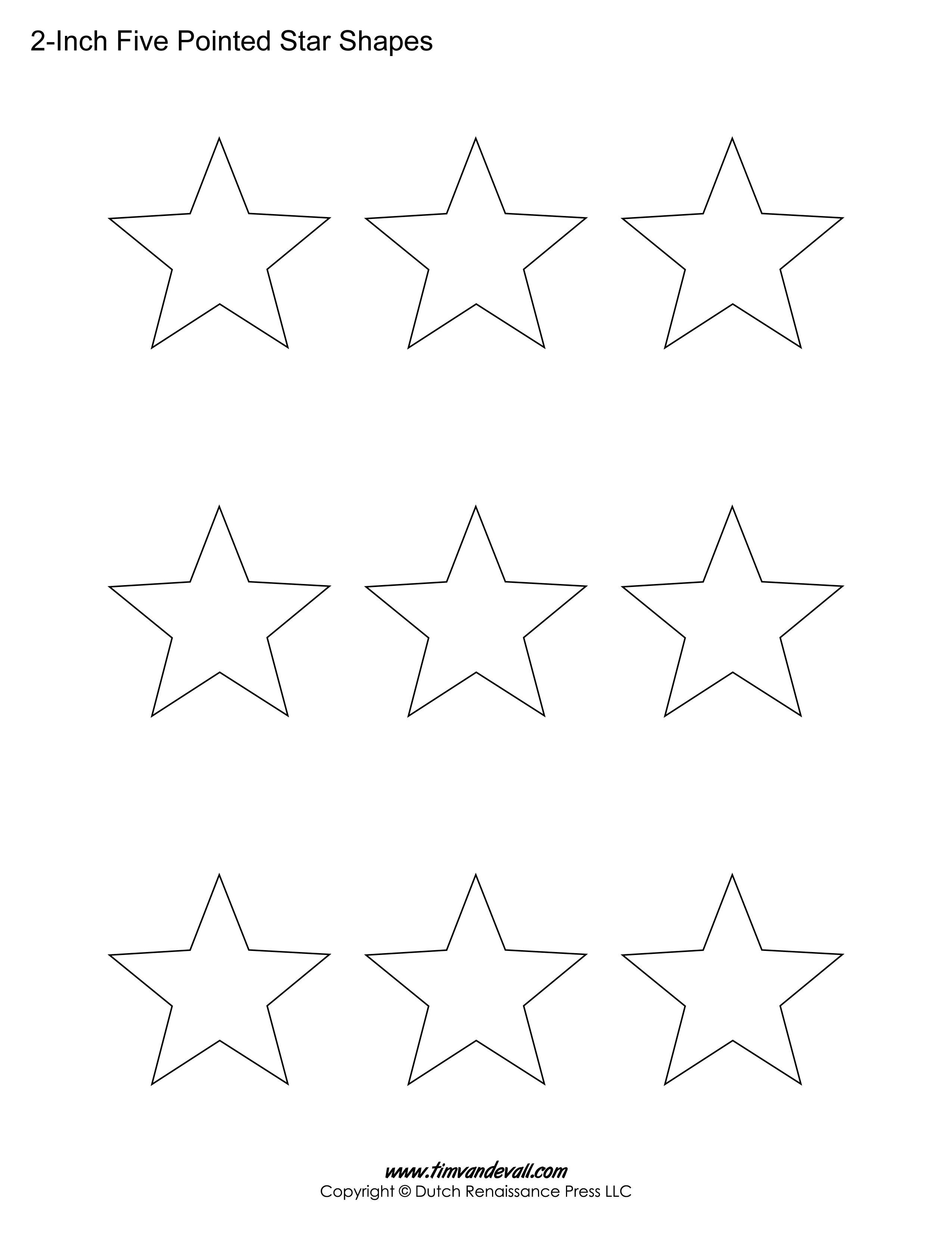 2550x3300 Printable Five Pointed Star Templates Blank Shape Pdfs
