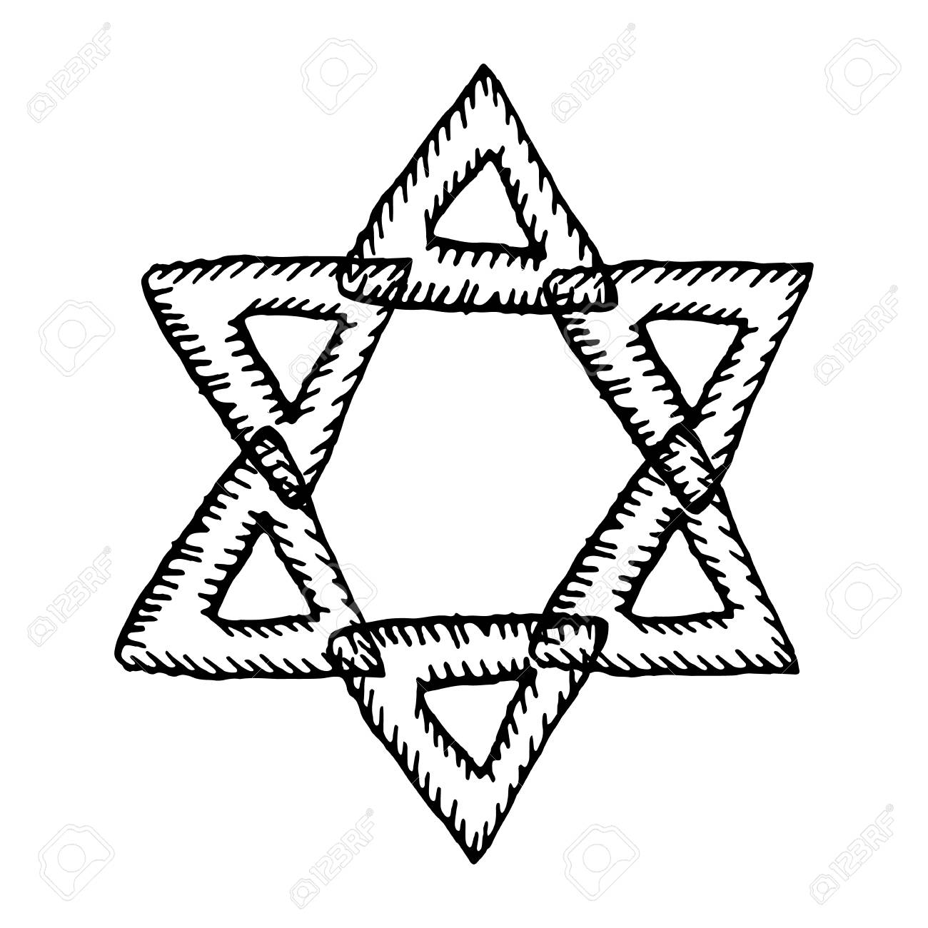 1300x1300 The Six Pointed Star Of David. The Jewish Sign. Hand Draw. Doodle