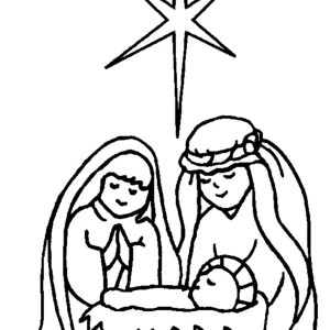300x300 Kids Drawing Of Jesus In Nativity Coloring Page Color Luna