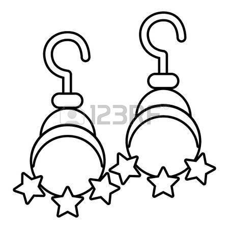 450x450 Moon Star Earrings Icon. Outline Illustration Of Moon