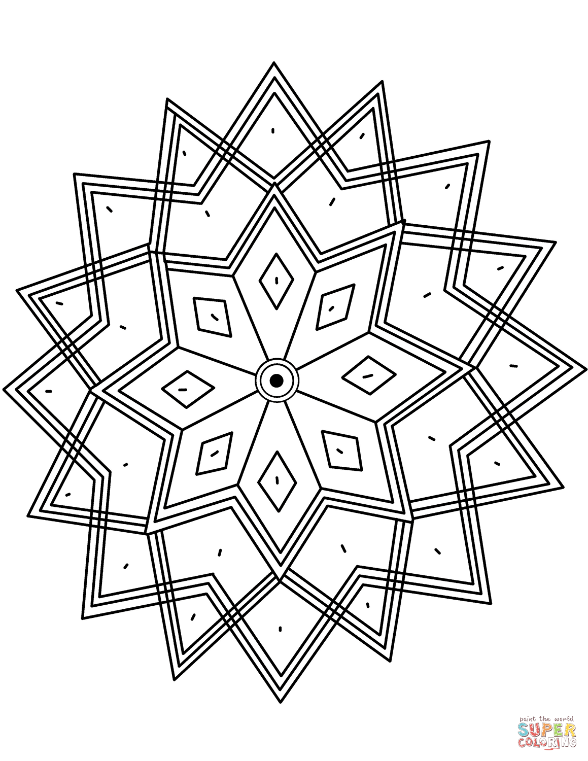1159x1500 Indian Pattern With Octagram Star Coloring Page Free Printable