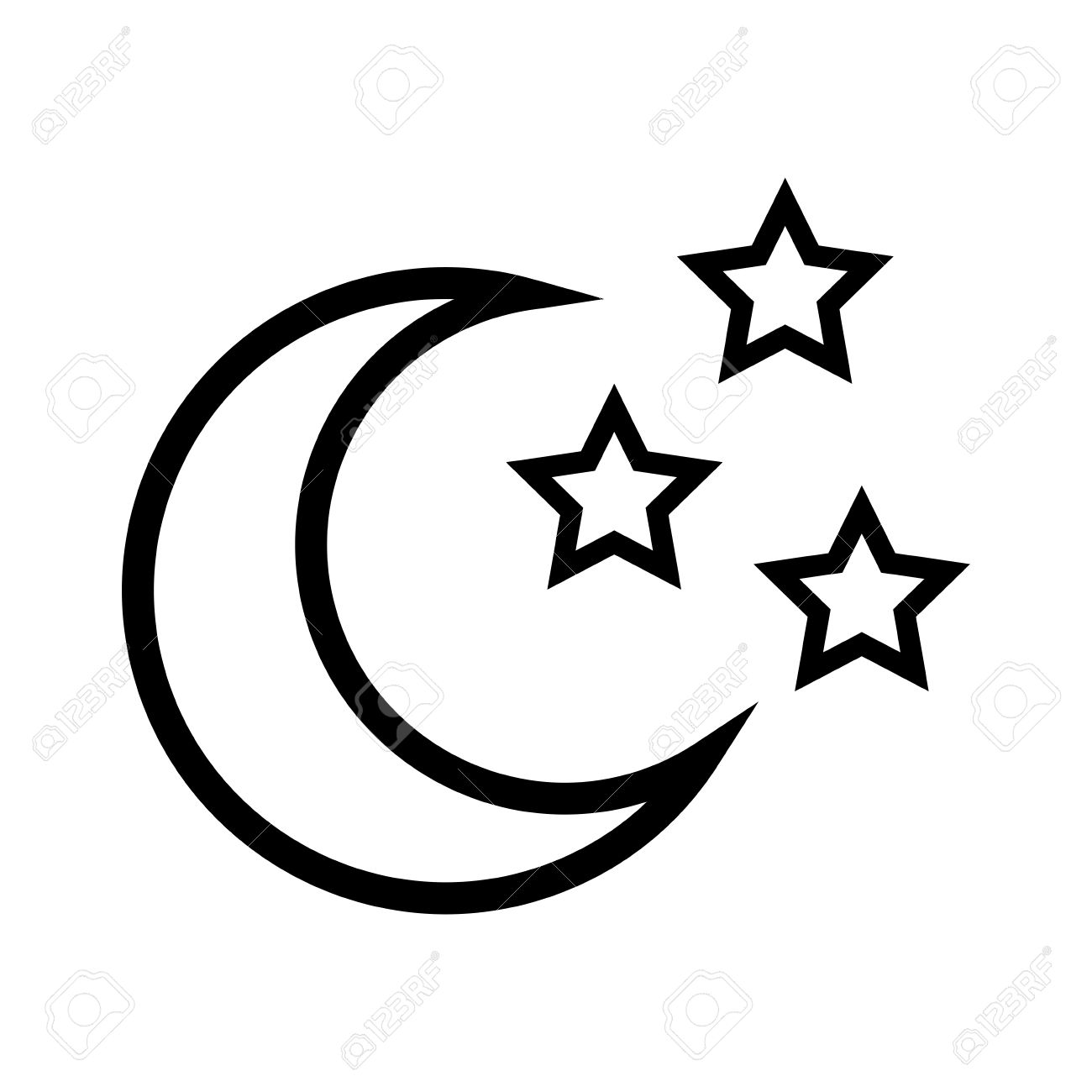 1300x1300 Sky Representated By Moon And Star Shape Of Five Points Design